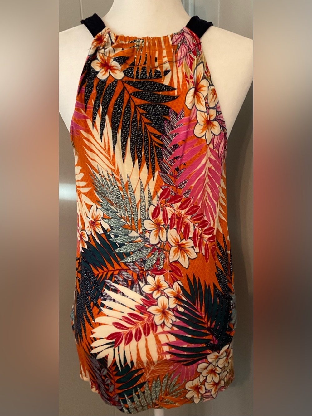 Cable & Gauge Orange Tropical Floral Racerback Tank - Picture 5 of 9